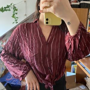American Eagle Red Tie up Blouse
